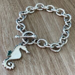 Silver Toned Seahorse Chain Link Charm Bracelet